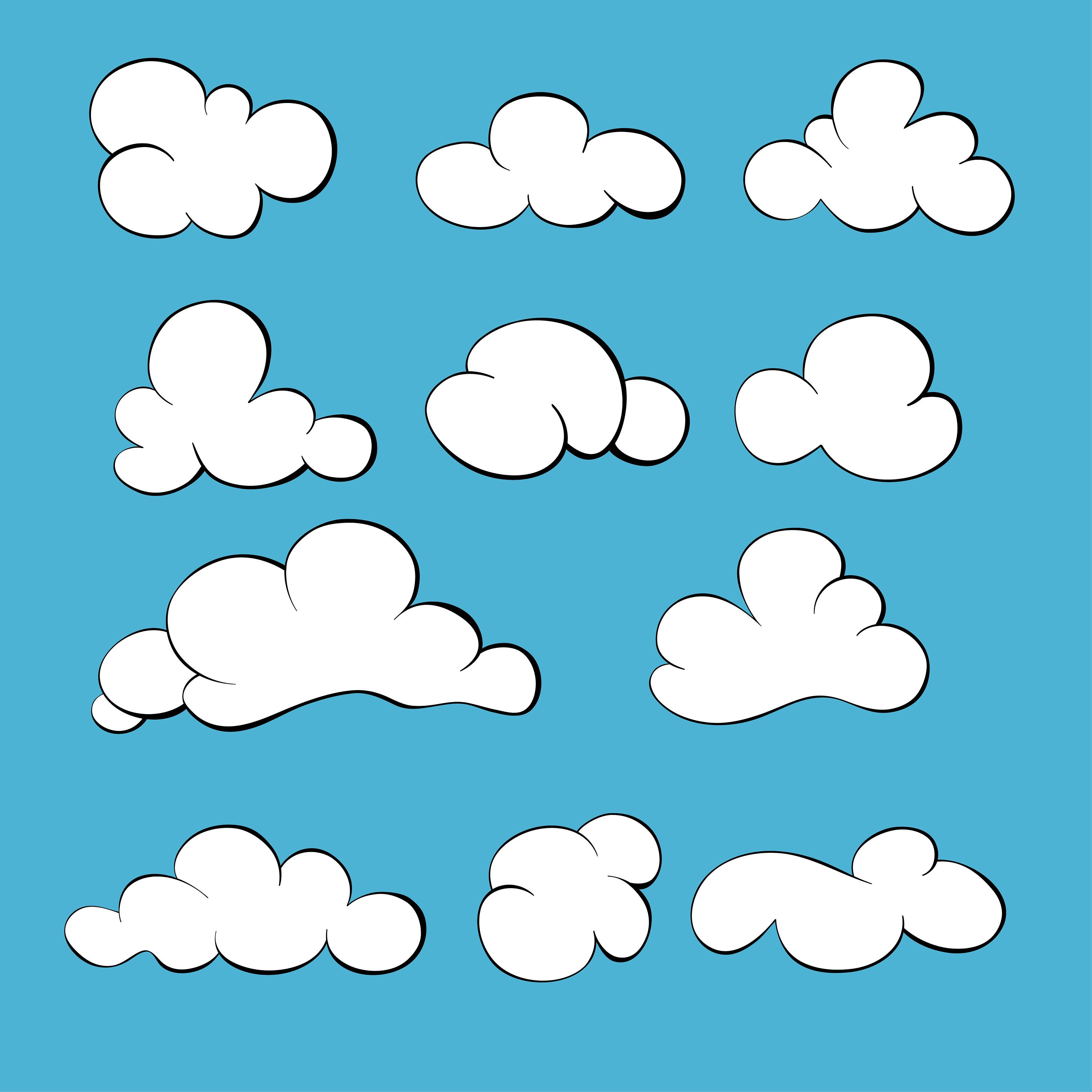 Set of 9 Doodle Clouds.svg Clouds Clipart.png Clouds Clipart.hand-drawn ...