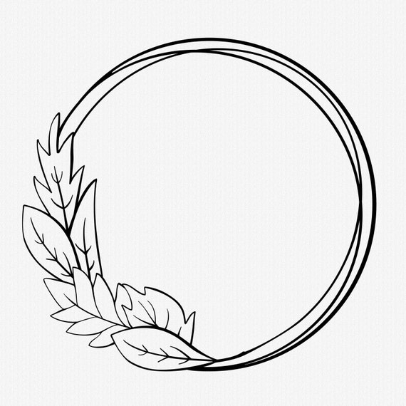 Leaf Frame SVG, Leaves Frame PNG, Leaves Monogram SVG, Wreath Leaves, Black  and White Colors, Floral Autumn Frame . - Etsy