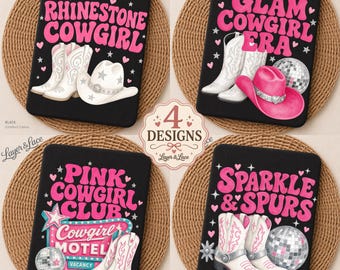 Pink Cowgirl PNG Bundle, Country Glam Western Designs, Digital Download