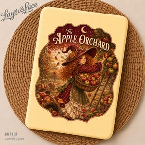 Huerto de manzanas PNG, diseño acogedor de cosecha otoñal, descarga digital