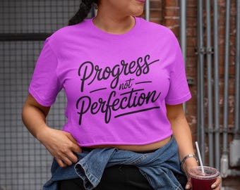 Progress Not Perfection PNG, Minimalist Motivational Quote Digital Download, Soft Aesthetic T‑Shirt Design for Self‑Care Sublimation