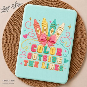 Color Outside the Lines Chenille Patch PNG, Back to School Crayon Design, Digital Download