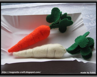 Felt carrots, felt parsley, felt food, gift idea, craft