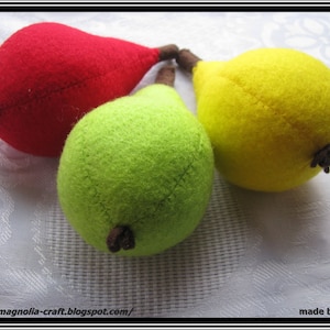 Pear - digital felt food pattern JPG, Felt strawberry - sew pattern, Felt Food, Felt Fruit, Play Kitchen, Farmers Market, toys patterns