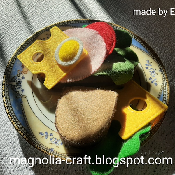 Sandwich - digital felt food pattern JPG - sew pattern, Felt Food, Felt Fruit, Play Kitchen, Farmers Market, toys patterns, gift idea, craft