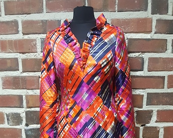Vintage 1970s/70s Plaid Maxi Dress Size S/M