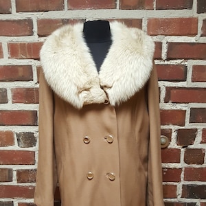 1960s/60s Lorendale Chaqueta de lana con Fox Fur Collar Tamaño Pequeño