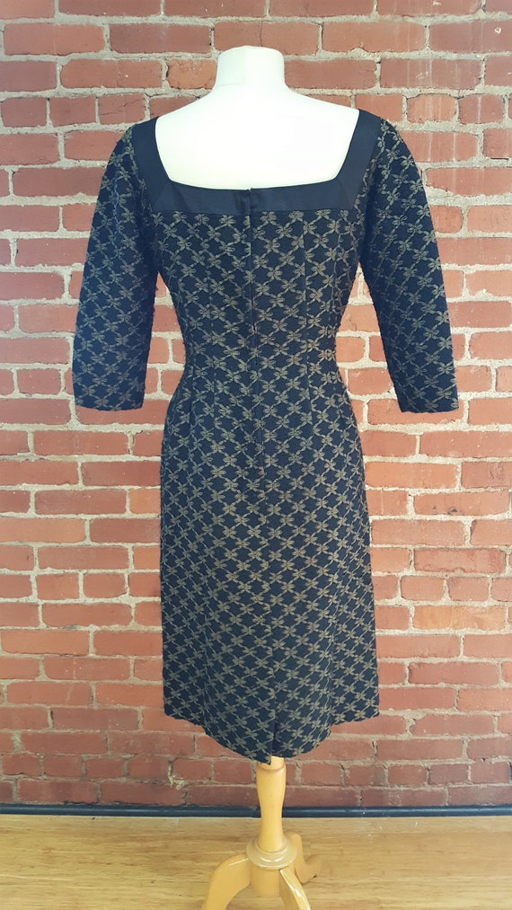 ellen kaye AMAZING 1960/'s METALLIC PLAID wool dress 28 waist F6