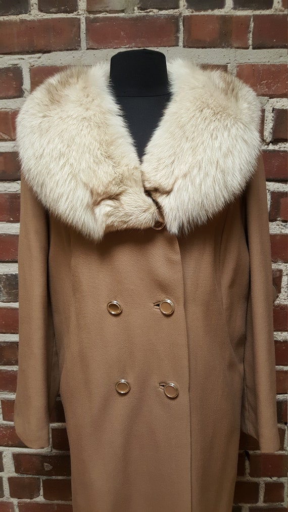 1960s/60s Lorendale Wool Coat with Fox Fur Collar… - image 2