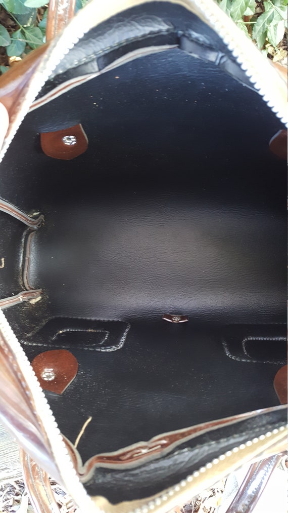 Vintage Brown Patent Leather Handbag/Purse - image 3