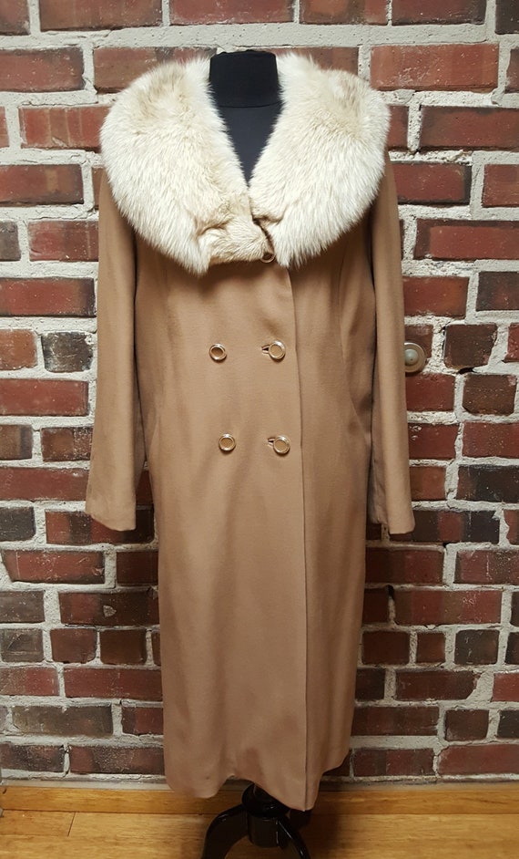 1960s/60s Lorendale Wool Coat with Fox Fur Collar… - image 1