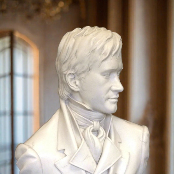 Busto in marmo di Mr. Darcy dal film "Orgoglio e pregiudizio"