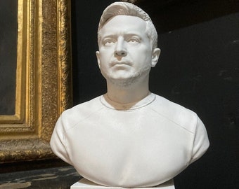 Volodymyr Zelenskyy, a portrait bust.