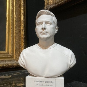 Volodymyr Zelenskyy, a portrait bust.