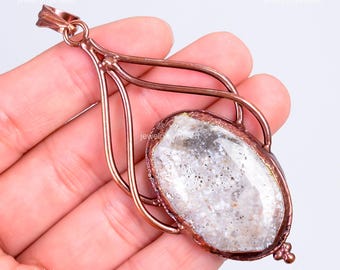 Halloween Sale 75% Off Electroformed Copper Fossil Coral Pendant: Multicolor Gemstone Jewelry