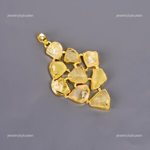 Natural Citrine Electroformed Pendant, Gemstone Pendant, Yellow Pendant, Copper Jewelry, Wedding Anniversary Gift, Pendant For Daughter