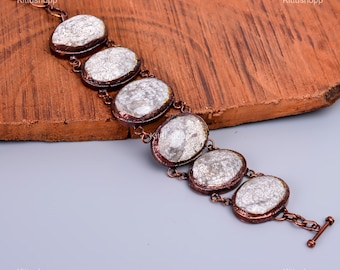 Halloween Sale 75% Rabatt Elektrogeformtes Kupfer Fossile Koralle Armband: Multicolor Statement Schmuck