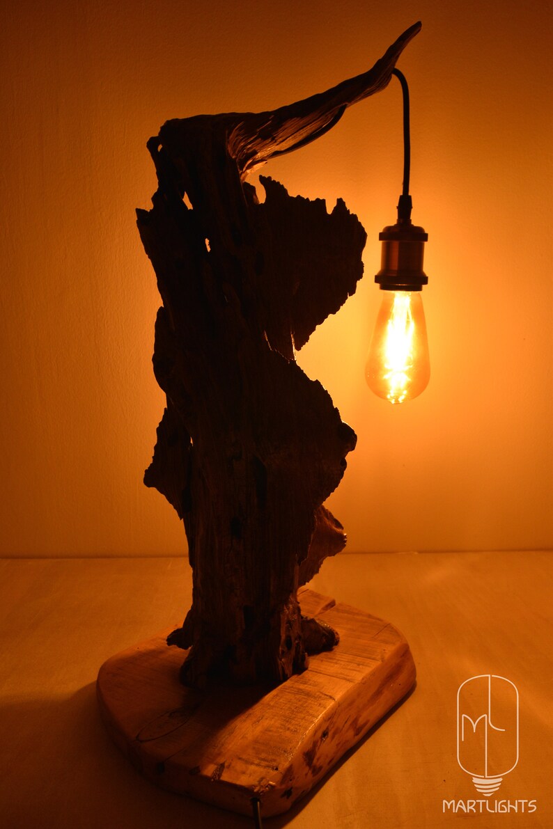 Driftwood Edison Lamp Bedside Lamp Night Wood Lamp Vintage Etsy