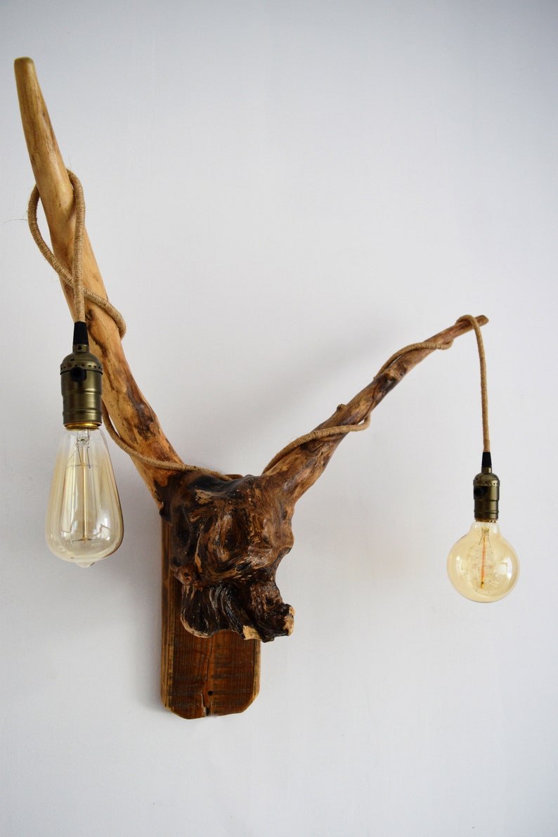 Wall Driftwood Lamp Unique Wood Sconce Vintage Lamp Socket Etsy
