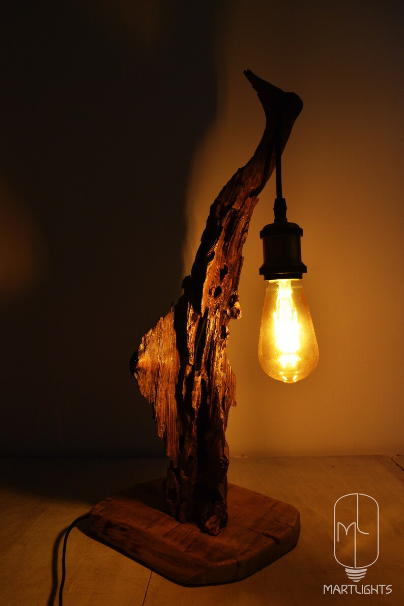 Driftwood Edison Lamp Bedside Lamp Night Wood Lamp Vintage Etsy
