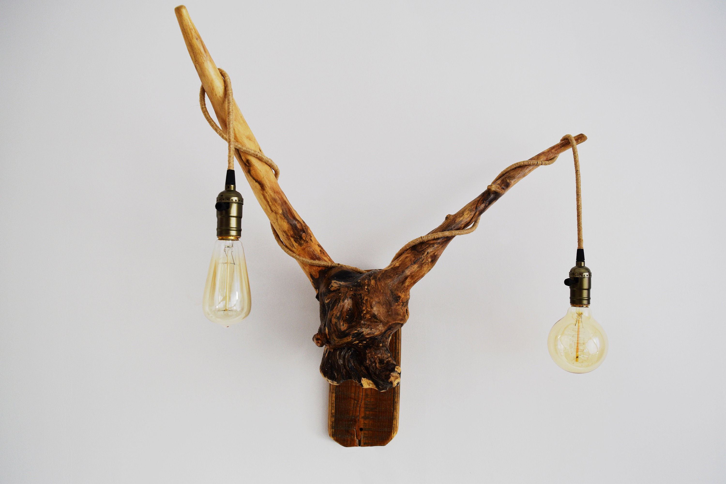 Wall Driftwood Lamp Unique Wood Sconce Vintage Lamp Socket Edison Bulb