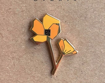 Flower Poppy Enamel Pin •wildflower gifts, California poppies, cute pin, enamel pin, flower pin, yellow poppy pin, gifts under 15