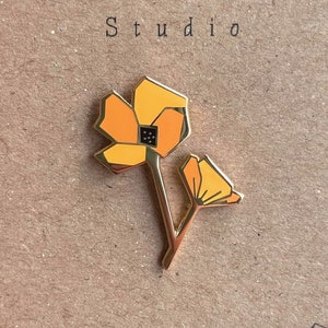 Flower Poppy Enamel Pin •wildflower gifts, California poppies, cute pin, enamel pin, flower pin, yellow poppy pin, gifts under 15