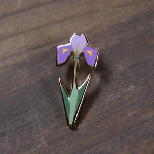 Iris Enamel Pin • Wild Flower Purple Iris, Lapel Accessory Jewelry