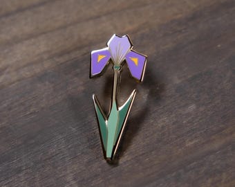 Iris Enamel Pin • enamel pins, flower pin, cute pins, nature pin, wildflower pin, iris jewelry, purple flower pin, gifts under 15