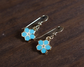 Forget Me Not Earrings | Forget Me Not Jewelry, Alaskan State Flower, Blue Flower Jewelry, Small Gifts, 22K Gold