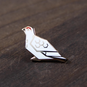 Schneehuhn Emaille Pin • Vogel Revers Accessoire Schmuck
