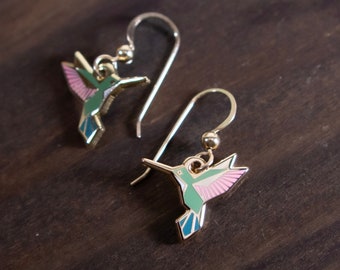 Hummingbird Earrings | Hummingbird Jewelry, Hummingbird gifts, Bird Jewelry, Small Gifts, 22K Gold Earrings