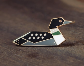 Loon Enamel Pin • Maine Bird Waterfowl, Lapel Accessory Jewelry