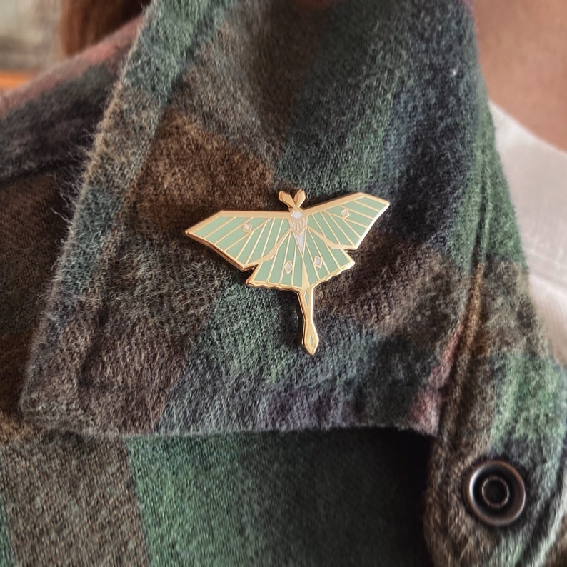 Luna Moth Enamel Pin enamel pin, luna moth pin, cute pins, lapel pin, Christmas pin, small gifts, gifts under 15 zdjęcie 4