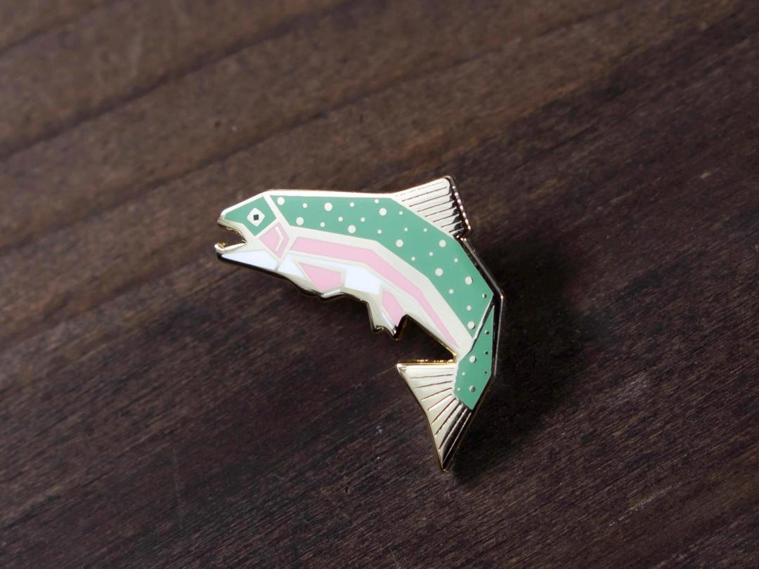 Artisan Made Salmon Pewter Pin Brooch - British Handcrafted Trout Fly Fishing Gift