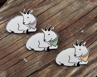 Mountain Goat Enamel Pin • enamel pin, animal pin, goat pin, cute pin, nature pin, alaska, mountain goat