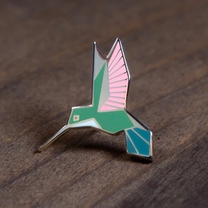 Female Ruby-Throated Hummingbird Enamel Pin• small gifts, hummingbird gifts, enamel pins, birding pins, lapel pin, cute pins, gifts under 15