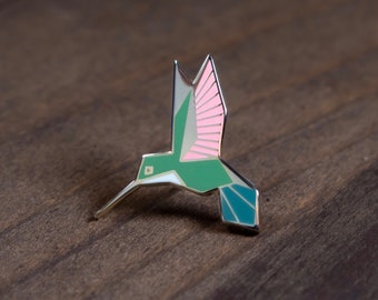 Female Ruby-Throated Hummingbird Enamel Pin• small gifts, hummingbird gifts, enamel pins, birding pins, lapel pin, cute pins, gifts under 15