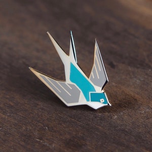 Tree Swallow Bird Enamel Pin • cute pins, enamel pins, bird gifts, swallows, blue bird, gifts under 15, holiday gift idea