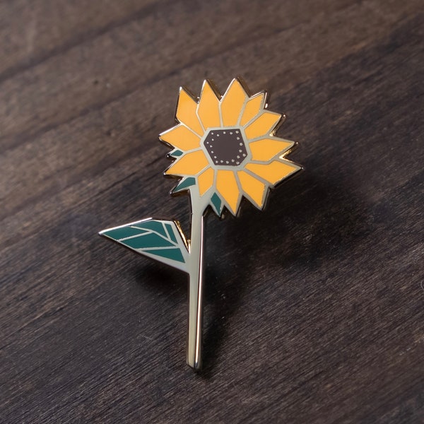 Zonnebloem Emaille Pin • zonnebloempin, emaille pins, bloempin, schattige pins, natuurpin, wilde bloemenpin, kleine cadeautjes, cadeaus onder de 15