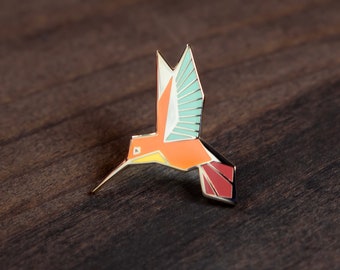 Rufous Hummingbird Enamel Pin • enamel bird pins, hummingbird small gifts, birding lapel pin, cute bird jewelry, gifts under 15