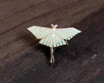 Luna Moth Enamel Pin • enamel pin, luna moth pin, cute pins, lapel pin, Christmas pin, small gifts, gifts under 15