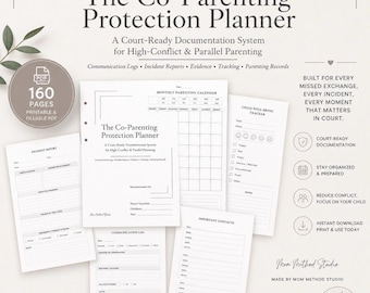 Co-Parenting Doku Planer | High-Conflill Custody Sammelmappe (druckbare PDF-Datei)