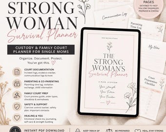 Sorgerecht Familiengerichtsplaner für alleinerziehende Mütter | "Dokumentation, Co-Parenting, Healing Workbook (PDF)"