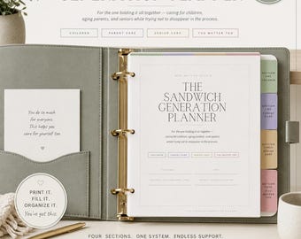Sandwich Generation Planer | Pflegekraft, Kinder, Senior, Selbstfürsorge (PDF Download)