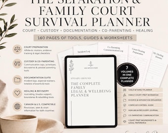 Family Court Survival Planner | Separation, Custody, Co-Parenting, Healing (PDF Download)