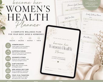 Women's Health Planner | Hormone, Wellness, Self-Care Tracker (PDF Download)