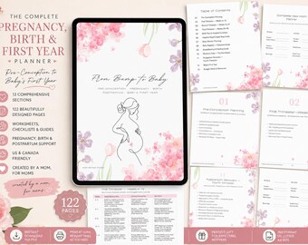 Kompletter Schwangerschafts-, Geburts-, Wochenplan & erstes Jahr Planer | Anleitung für frischgebackene Mamas (PDF Download)
