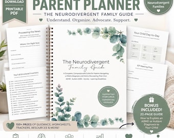 ADHD Autism Parent Planner | Neurodivergent Family Guide | Printable Workbook for Newly Diagnosed Families | IEP/504 & Resource Binder PDF