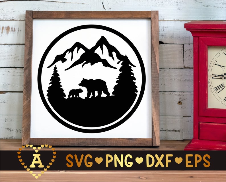 Download Animal Silhouette Png Eps Dxf Vinyl Decal Digital Cut Files Bear Svg Mama Bear Baby Bear Bear Family Forest Svg Bear Mountain Scene Svg Clip Art Art Collectibles Sultraline Id